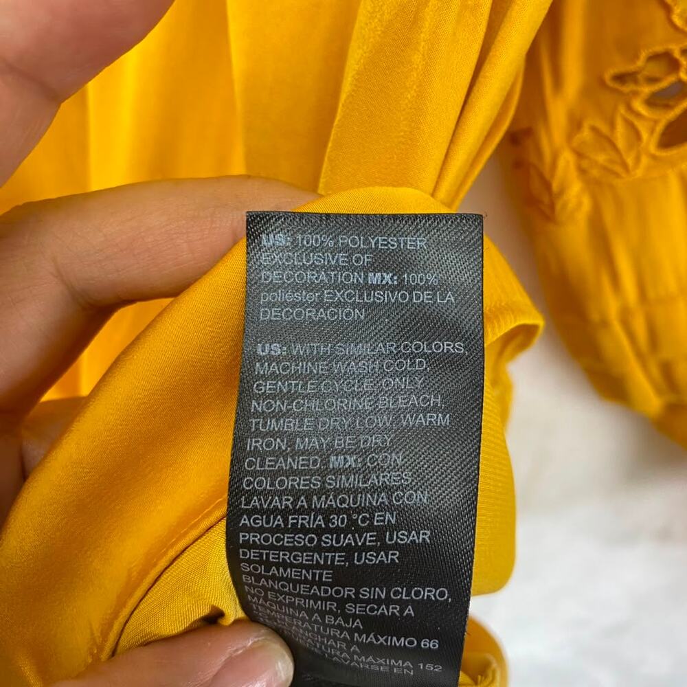 White House Black Market Women's Yellow Blouse Sz M - Picture 5 of 9
